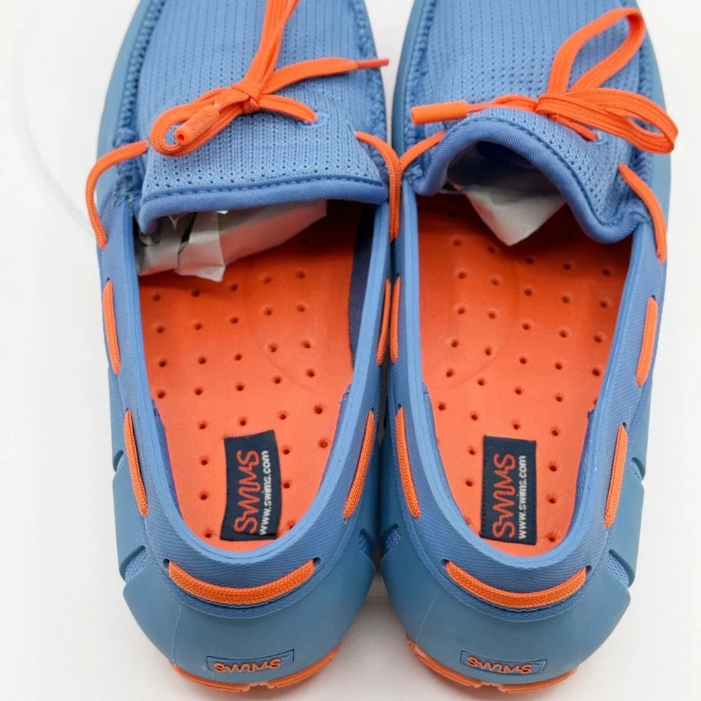 SWIMS Waterproof Braided‎ Lace Loafer Shoes Size 7.5 Mens Royal Blue Orange